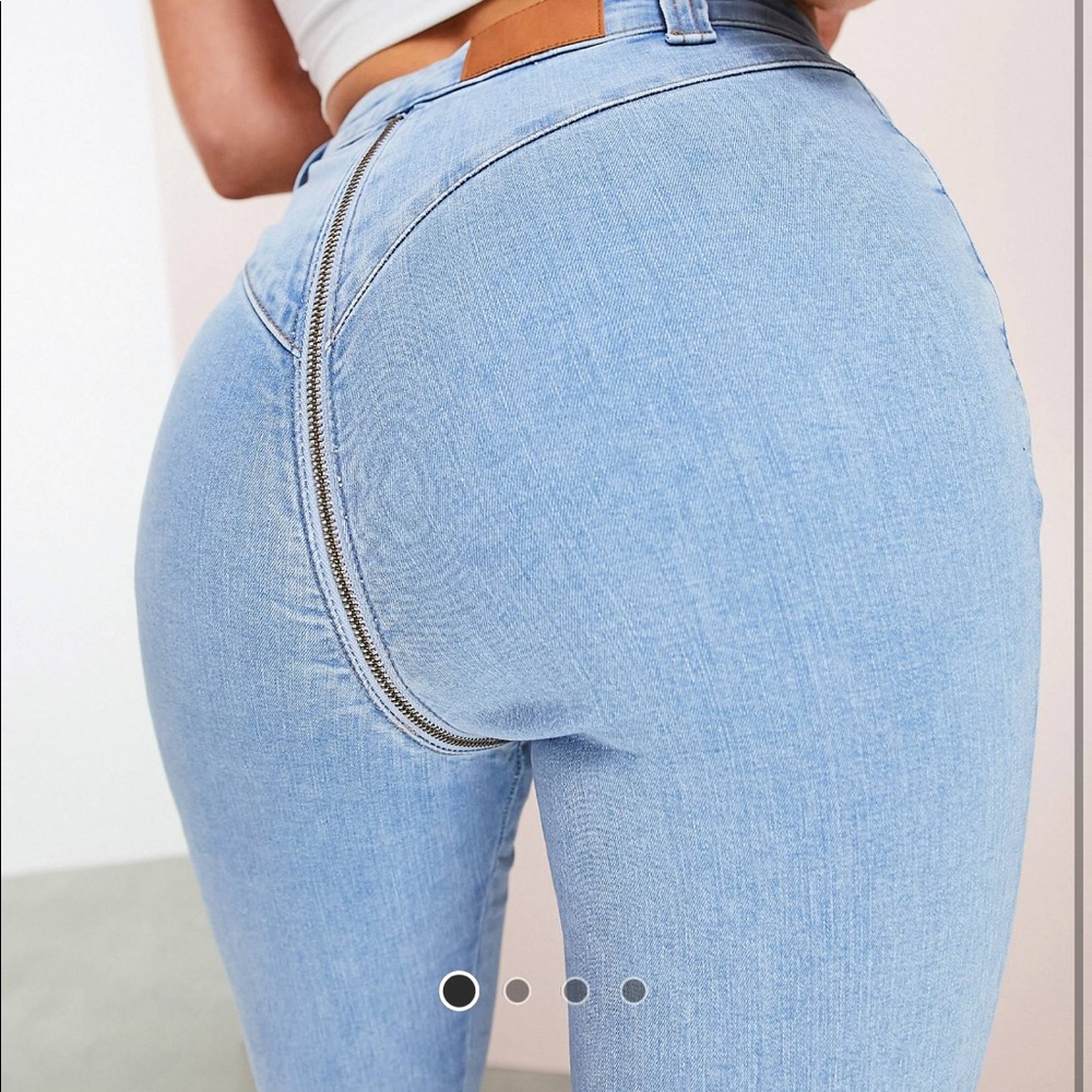 ASOS zip through high waisted jeans US8